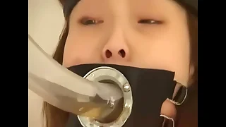 Japanese slave eats s&period; on bondage